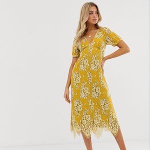 ASOS midi button through lace tea dress